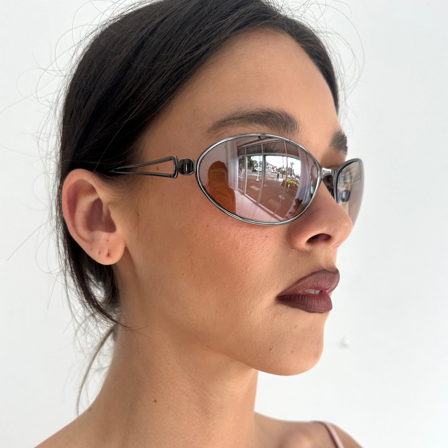 Brown Round Reflective Vintage Sunglasses