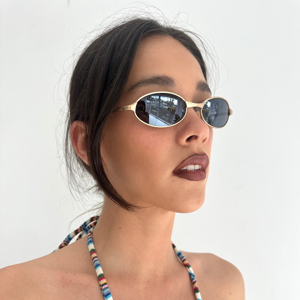 90s Gold Round Vintage Sunglasses