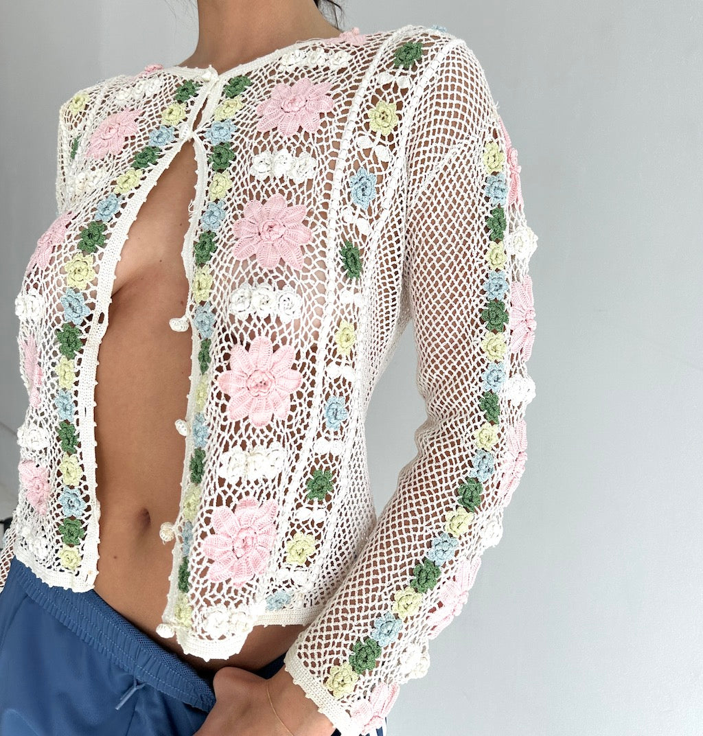 Vintage Pastel Crochet Cardigan