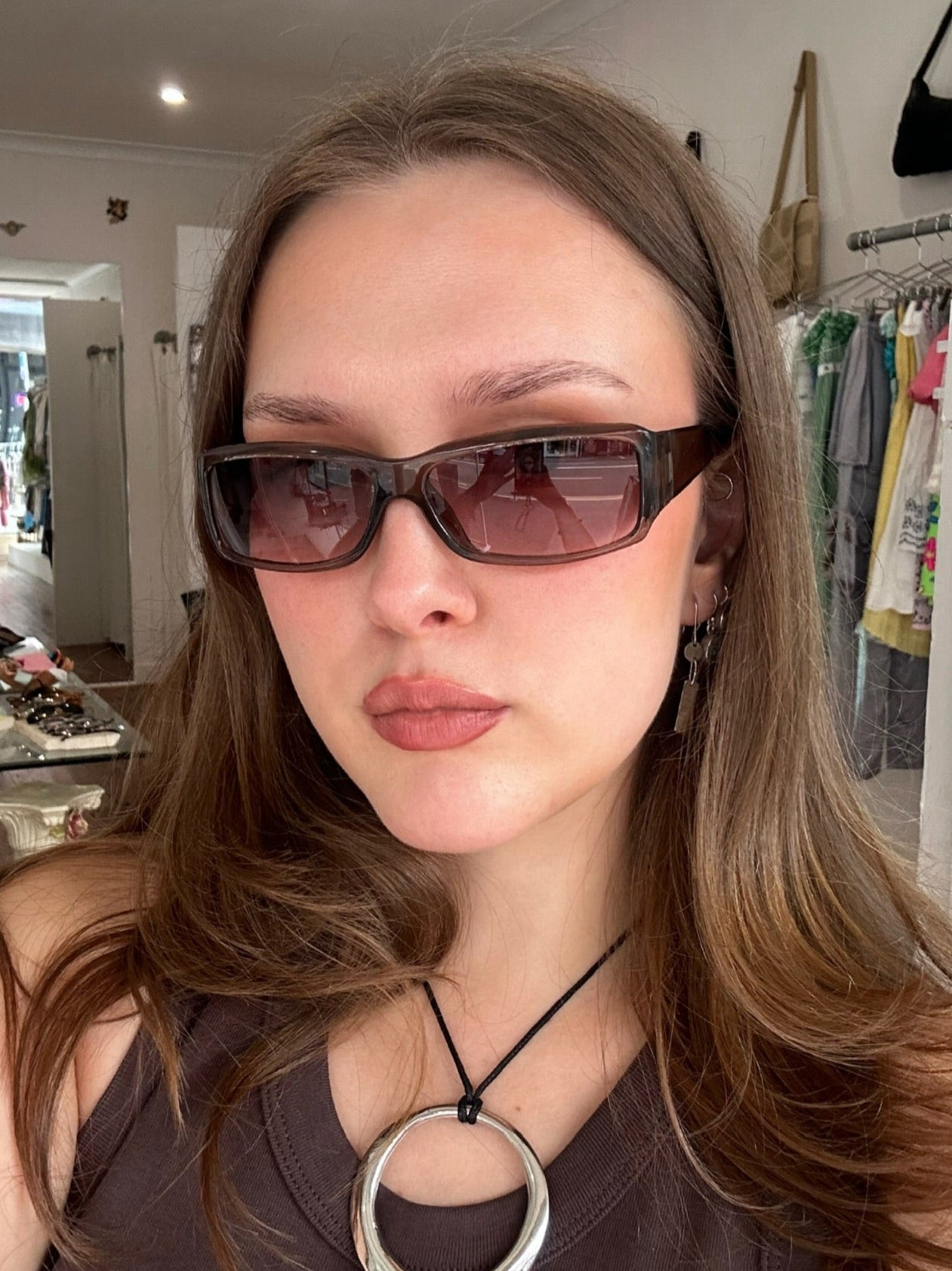 2000s Suzie Grey Charcoal Wrap Sunglasses