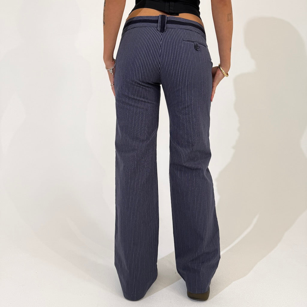 Navy Low Rise Pinstripe Pants