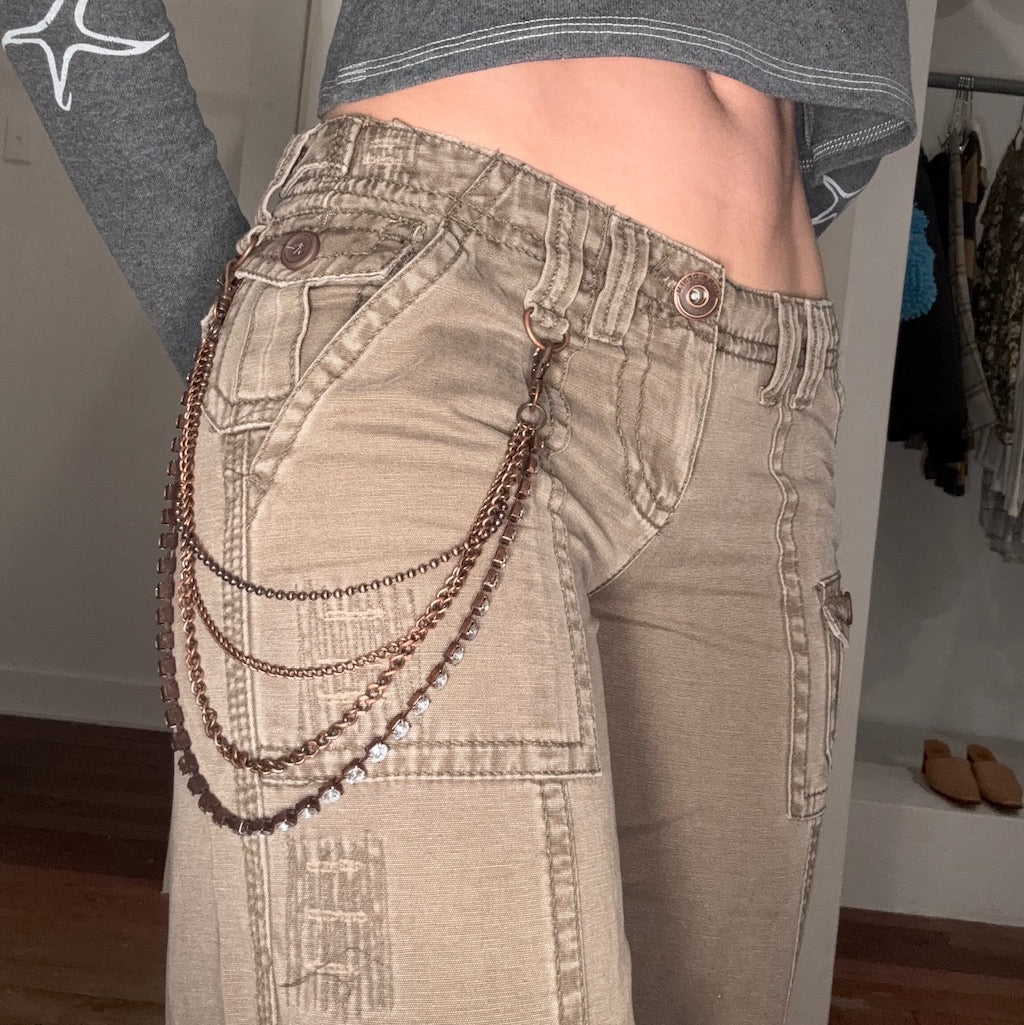 Cargo Pants With Diamonte Chain
