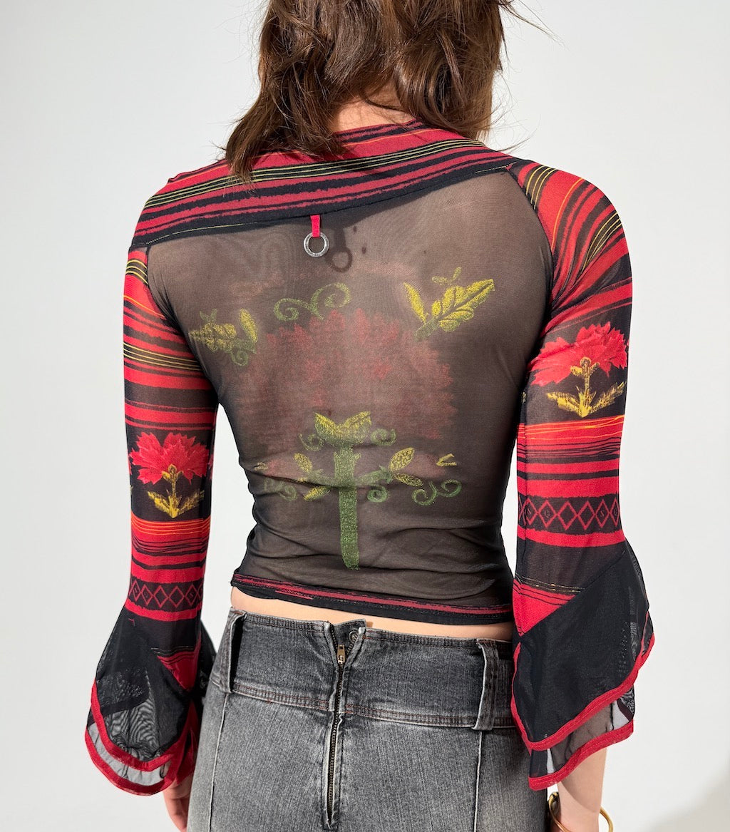 Save The Queen Mesh Rose Top
