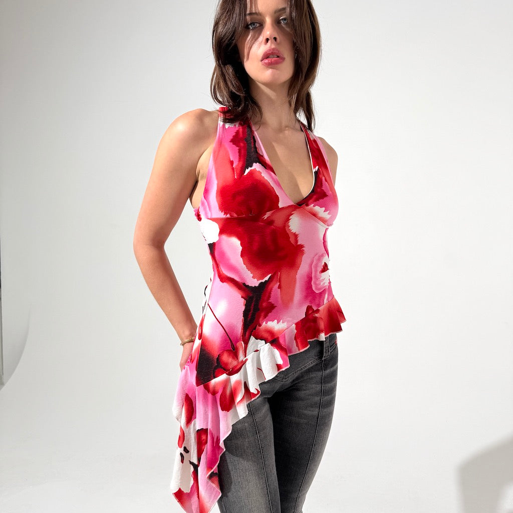 Vibrant Asymmetrical Halter Top