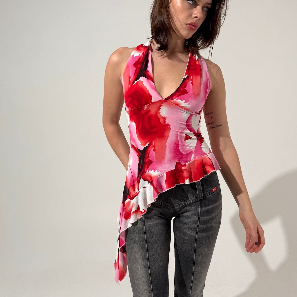 Vibrant Asymmetrical Halter Top