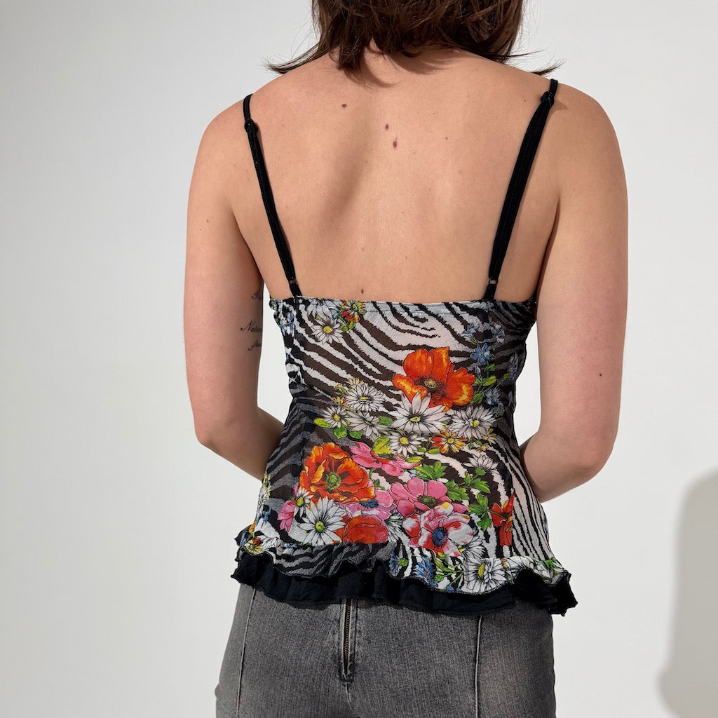 Zebra Tie Up Floral Cami