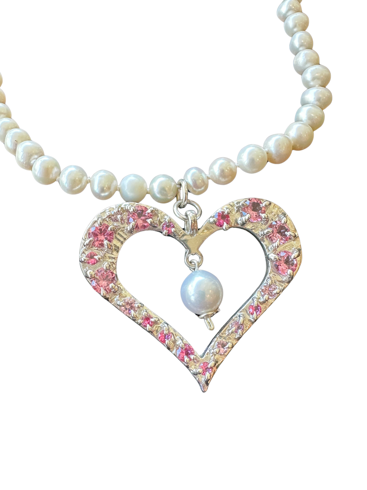 Summer Heart Pendant on Pearls