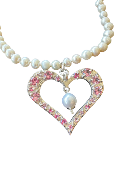Summer Heart Pendant on Pearls