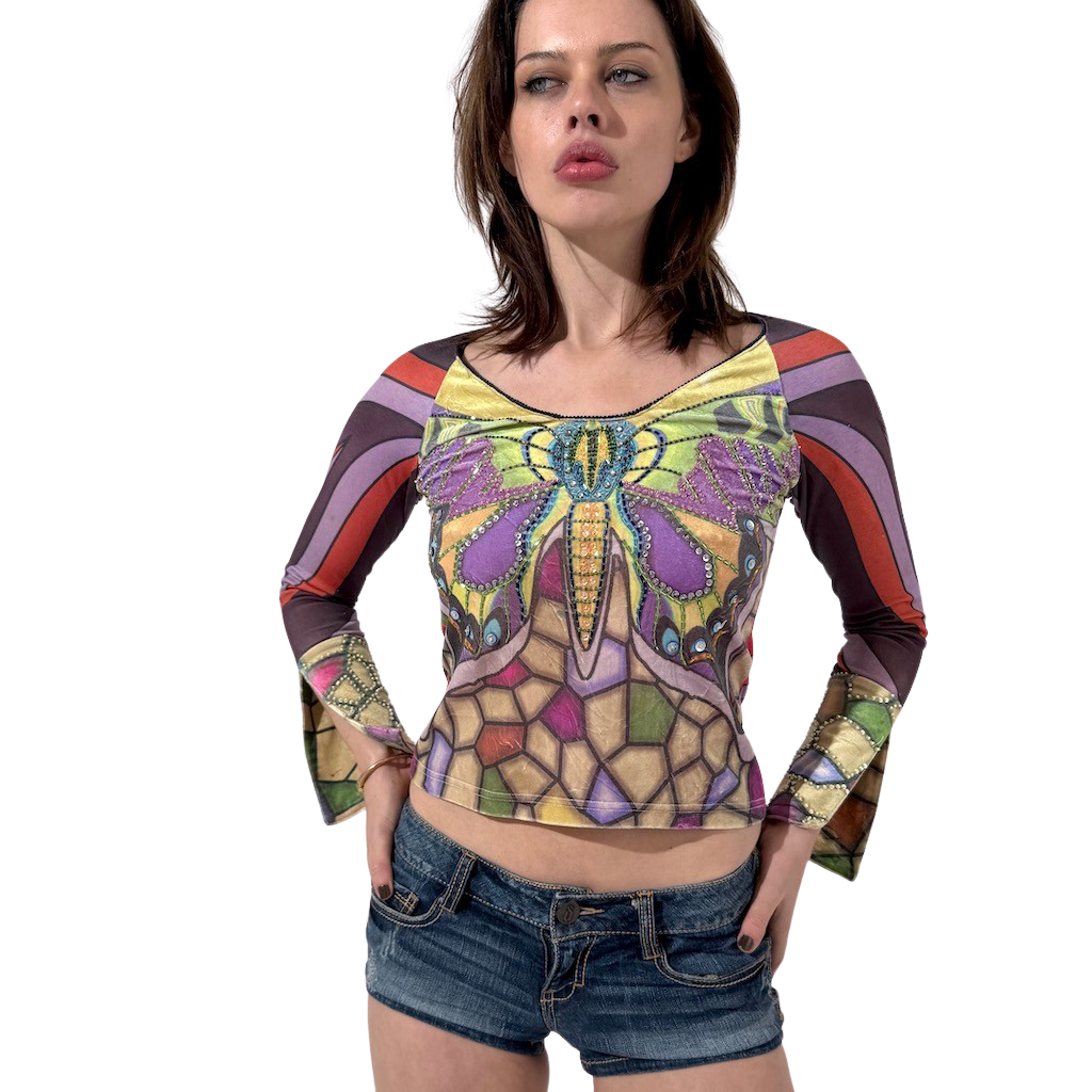 Colourful Butterfly Long Sleeve Top