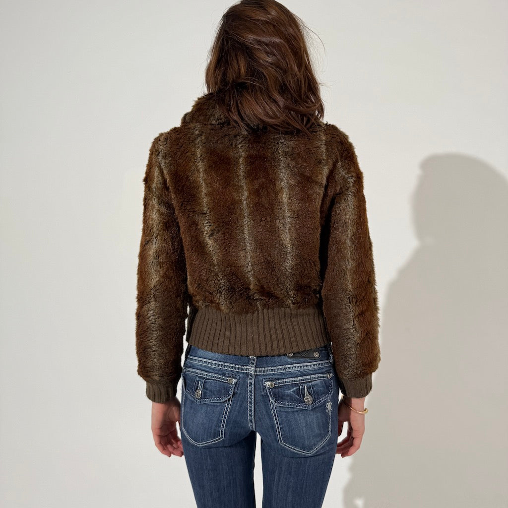 Brown Faux Fur Bomber