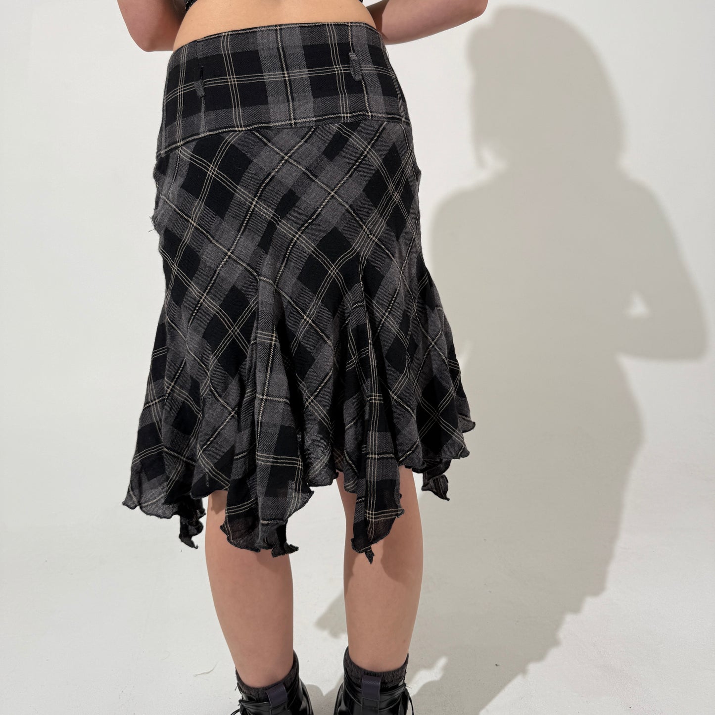 Plaid Handkerchief Midi Skirt