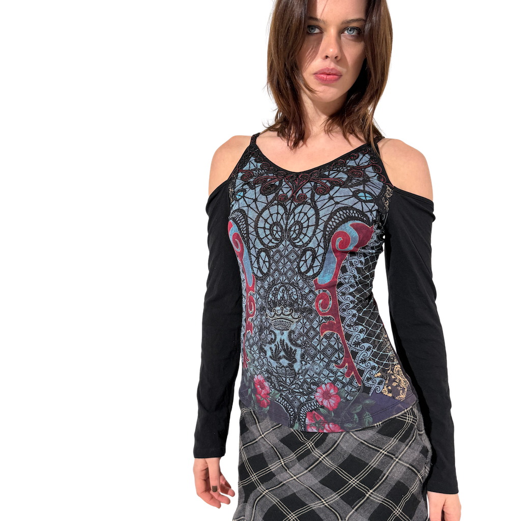 Save The Queen Cold Shoulder Top