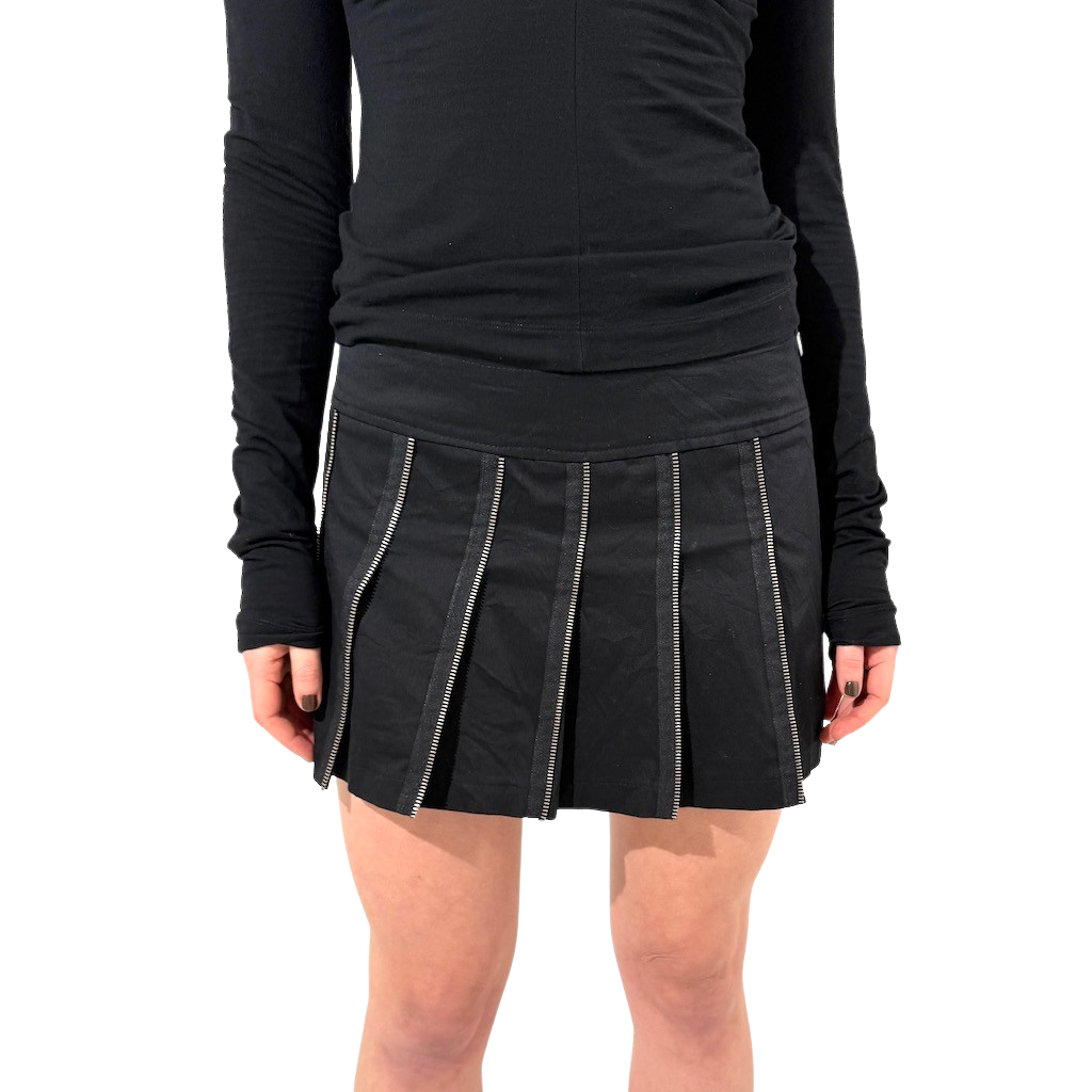 Pleated Zipper Mini Skirt