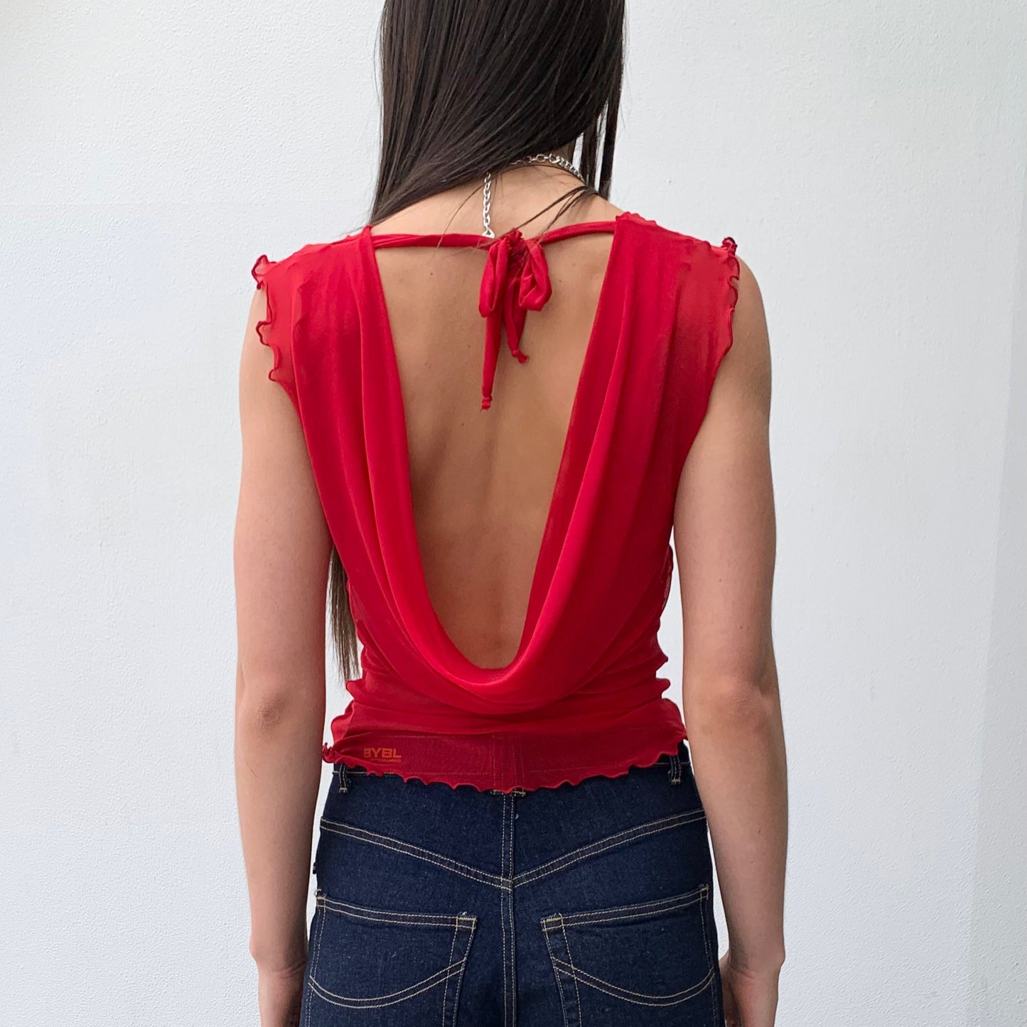 Mercury Mesh Drape Top - Red