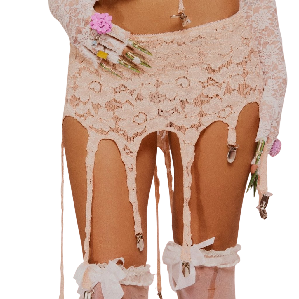 Girl Mess Garter Skirt - Pink Peach