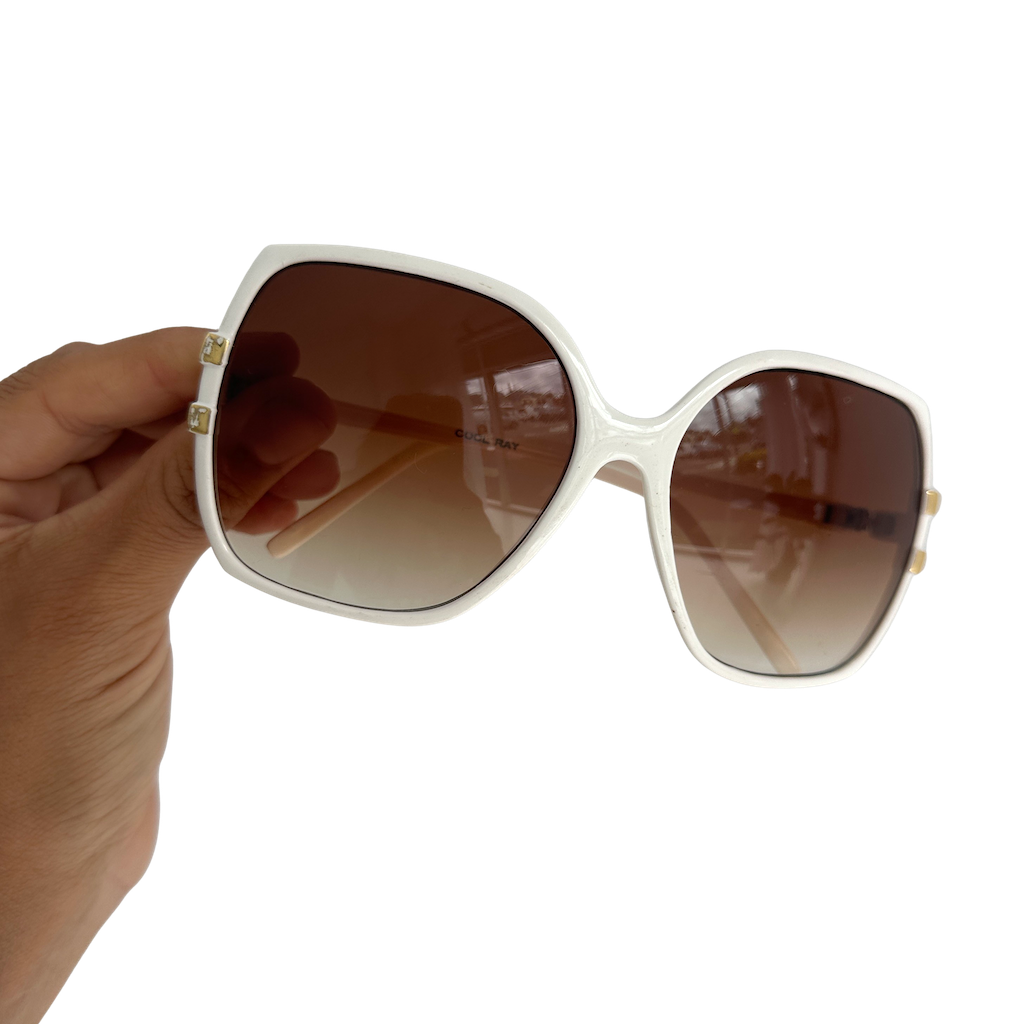 White Paris Large 2010s Vintage Sunglasses
