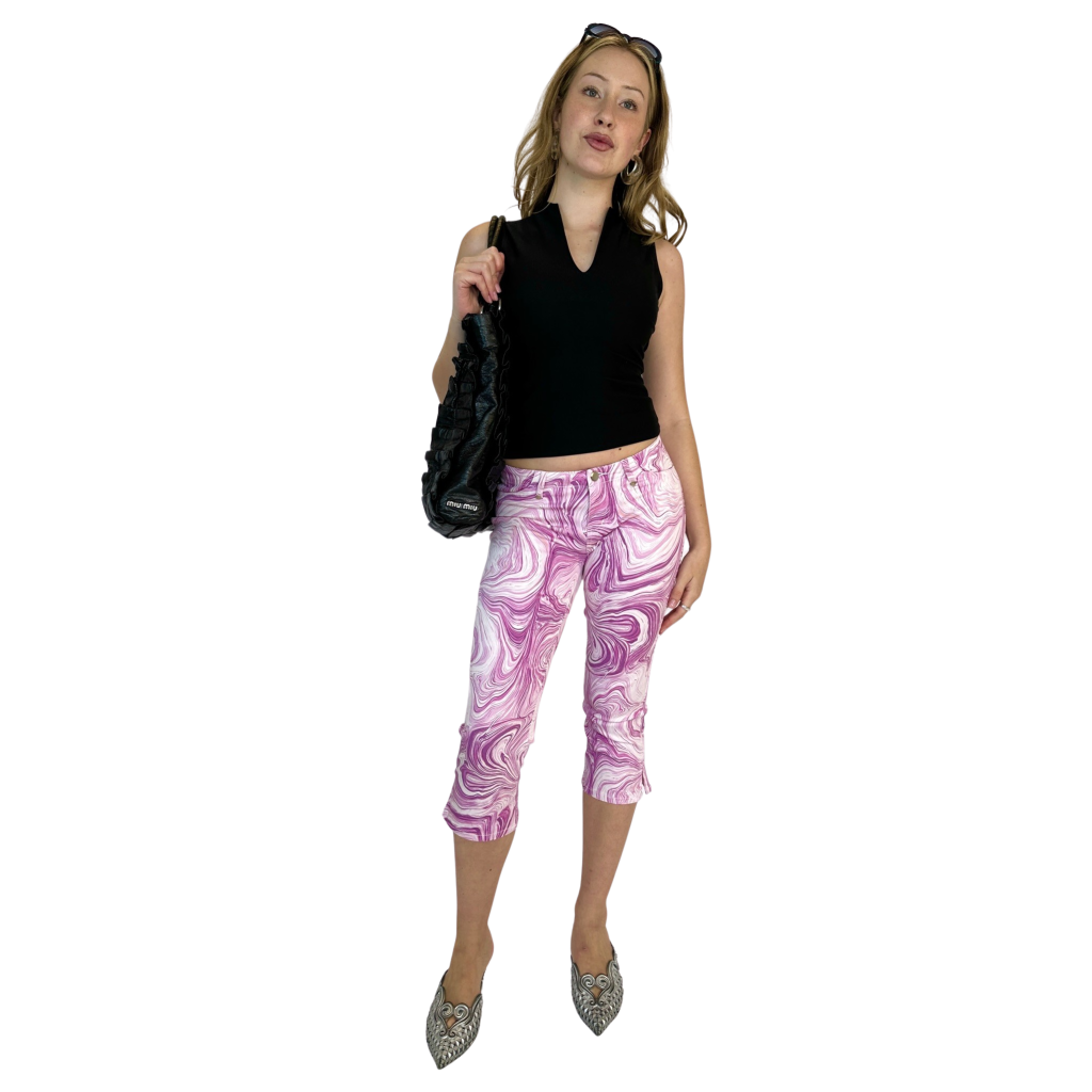 Pink Vintage Tie Dye Capri Pants