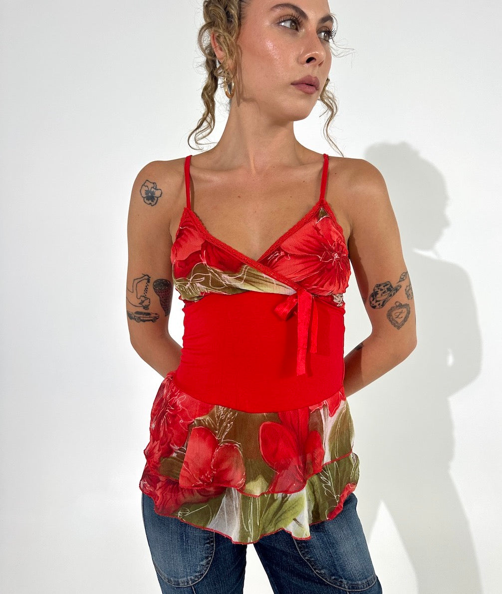 Tropical Floral Tiered Cami Top