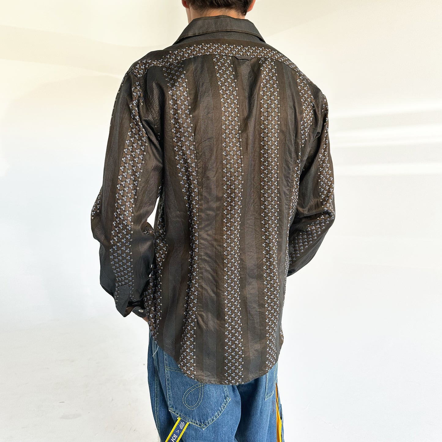 Brown And Blue Patterned Shirt