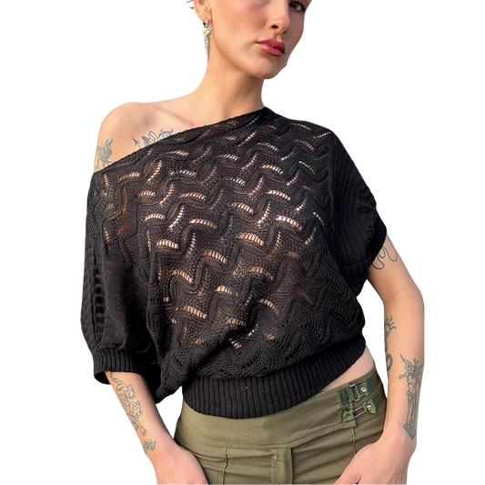 Black Bat Wing Knit Top 2.0