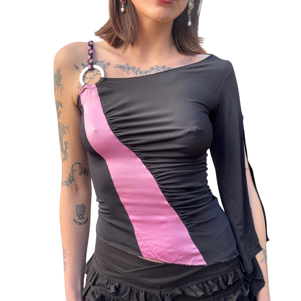 Bebe One Sleeve Party Top