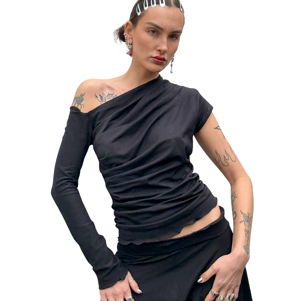 Falling Drape Top - Black