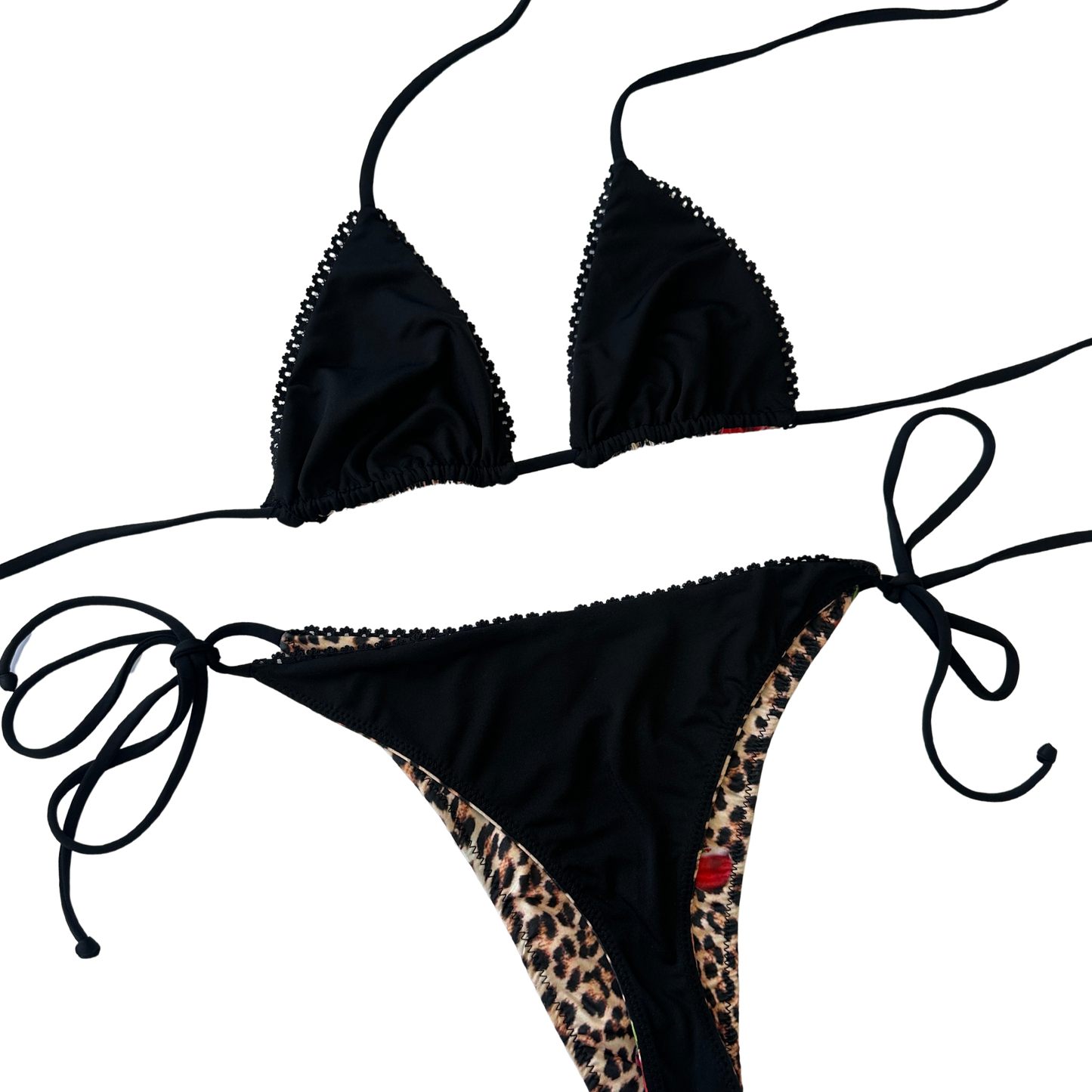 Reversible Leopard, Cherry & Lace Triangle Bikini