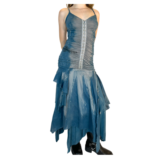 Bleached Blue Fairy Pixie Maxi Dress
