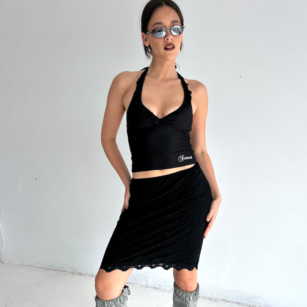 Deadstock Black Lace Midi Skirt