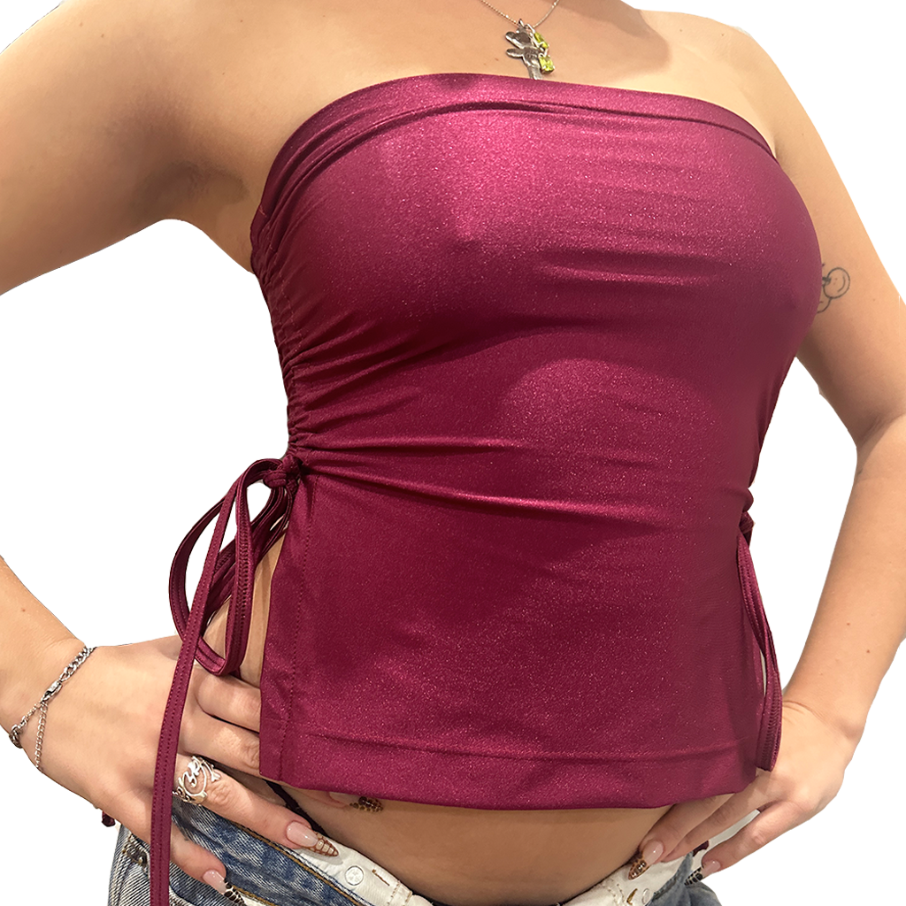 Ruched Crop Boobtube - Berry
