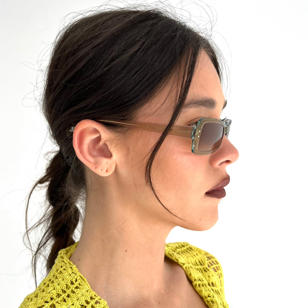 Goldish Green Tinted 2000s Vintage Sunglasses