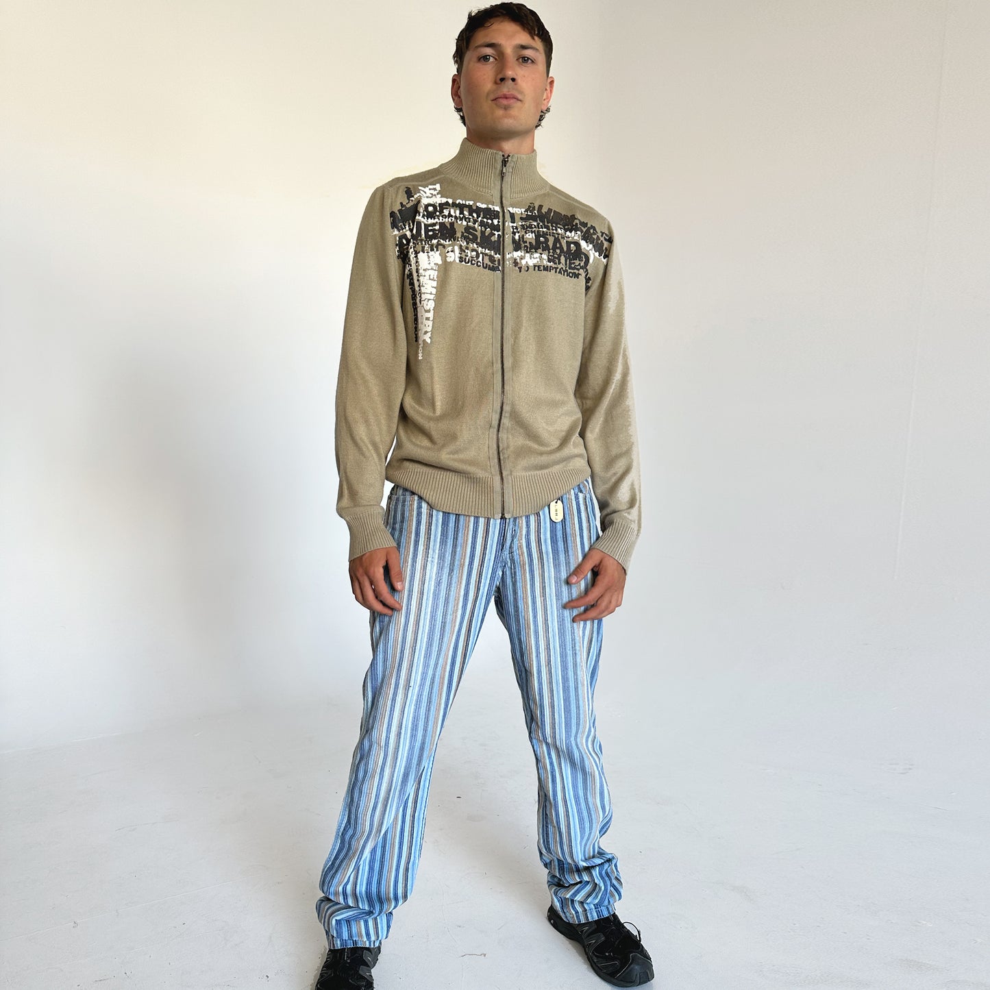 Blue And Tan Cord Stripe Pants