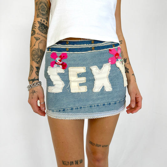 Handmade Patchwork SEXY Denim Mini Skirt
