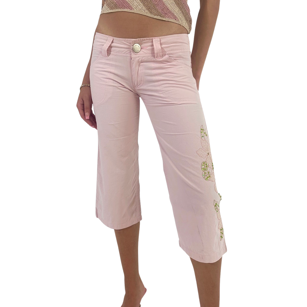 Baby Pink Low Rise 3/4 Pants