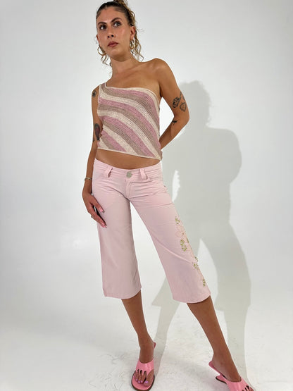 Baby Pink Low Rise 3/4 Pants