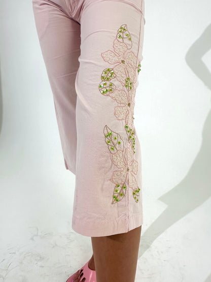 Baby Pink Low Rise 3/4 Pants