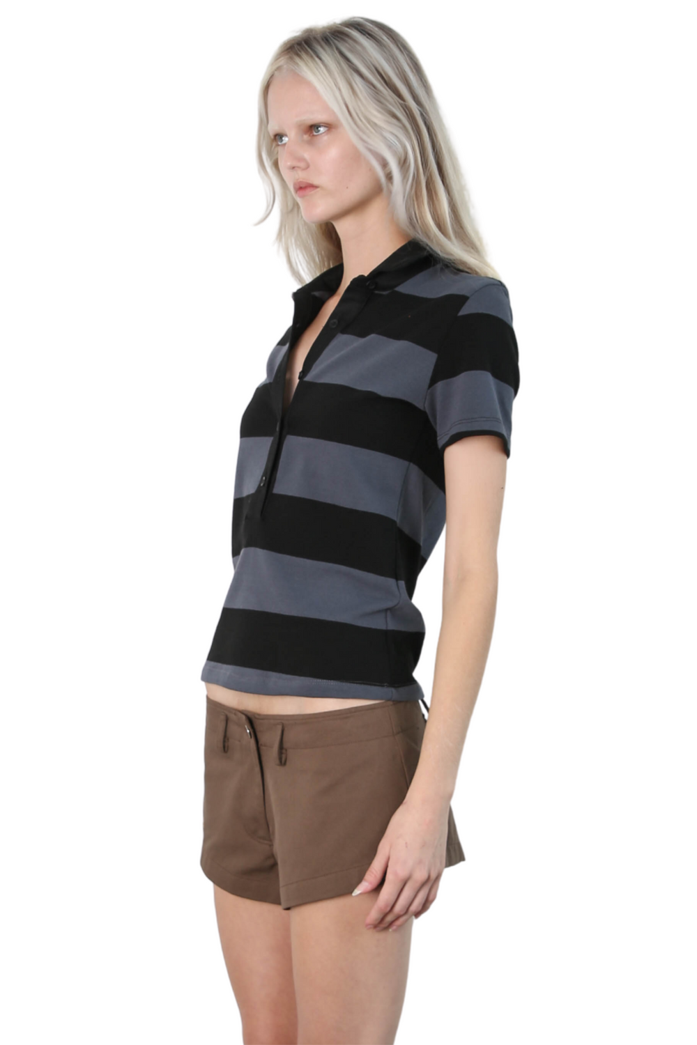 Polo Tee - Steel Blue/Black