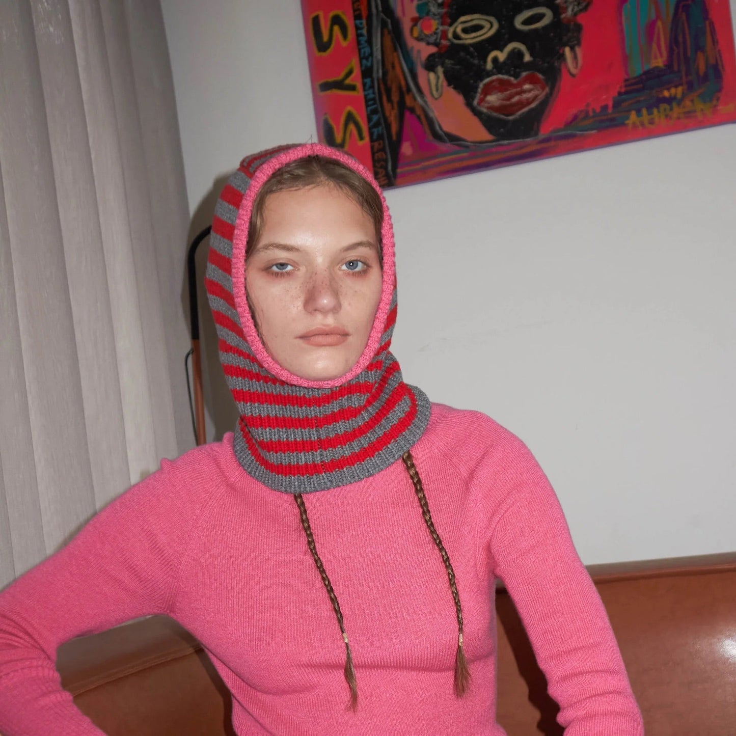 Mini Stripe Balaclava in Calibrate/Red