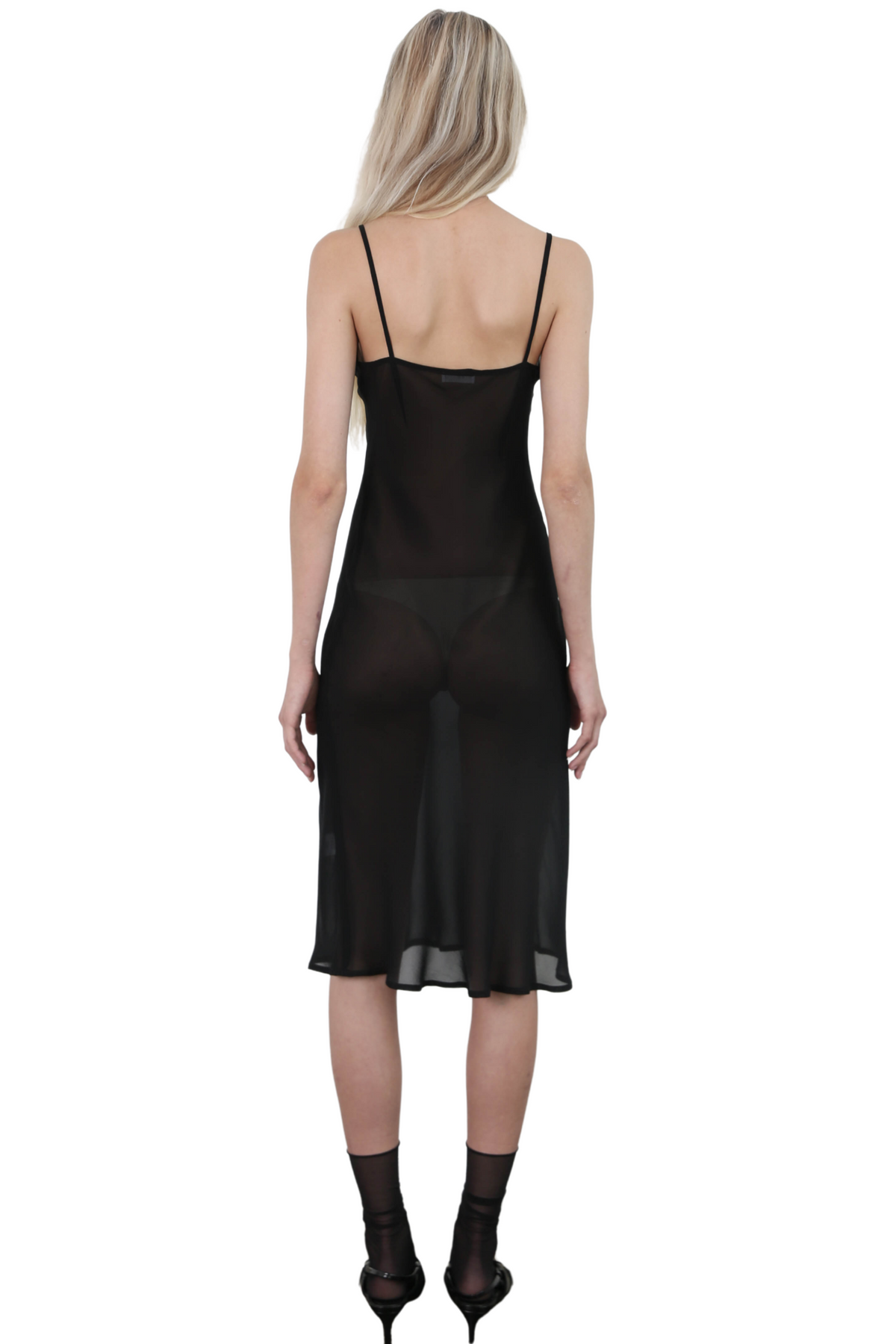 Bias Midi Slip Dress - Black