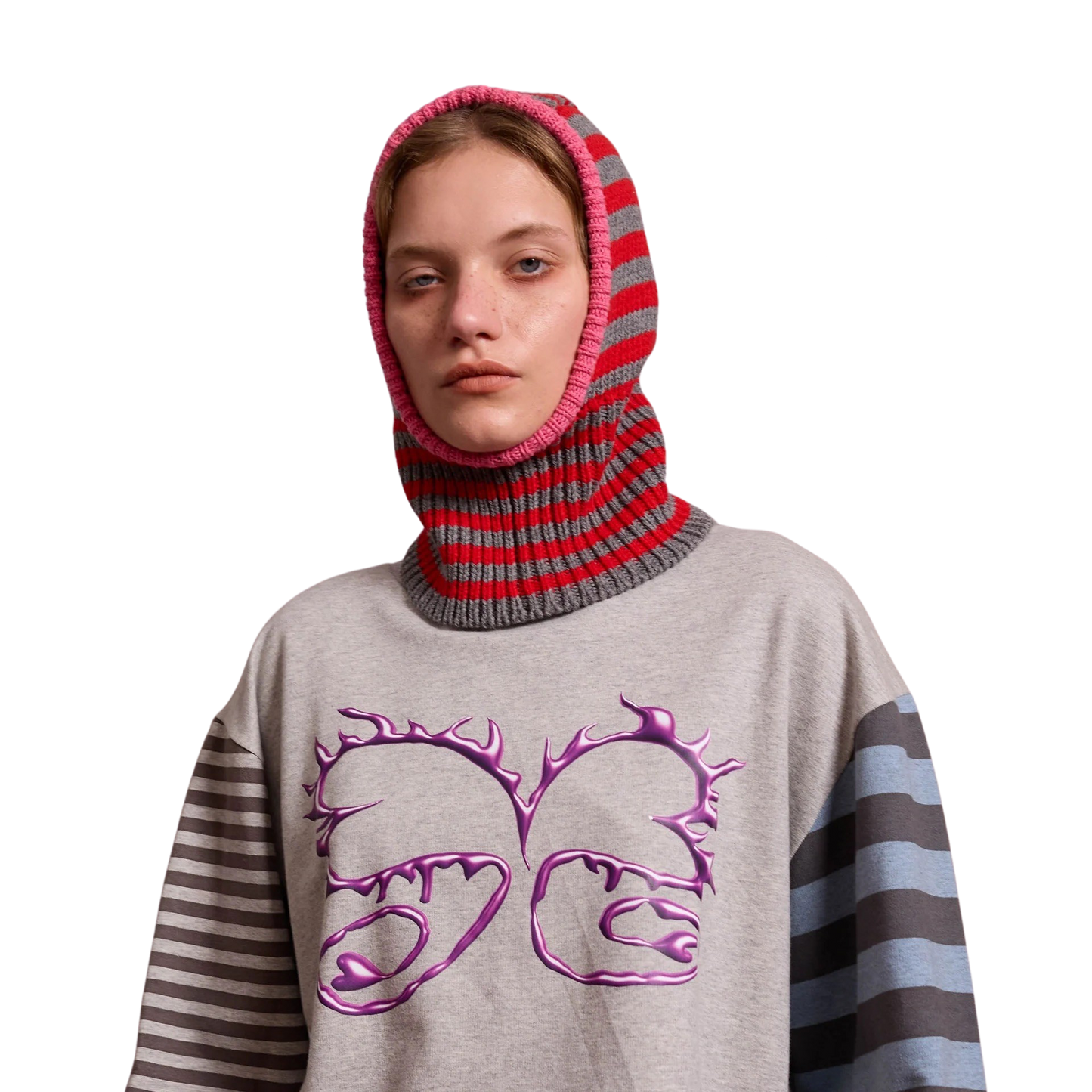 Mini Stripe Balaclava in Calibrate/Red
