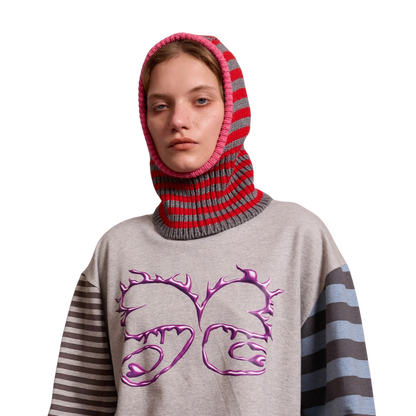 Mini Stripe Balaclava in Calibrate/Red