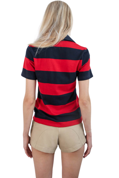 Polo Tee - Cherry/Navy