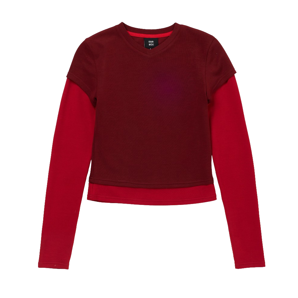 Tea Break Double Sleeve Tee Burgundy