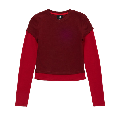 Tea Break Double Sleeve Tee Burgundy