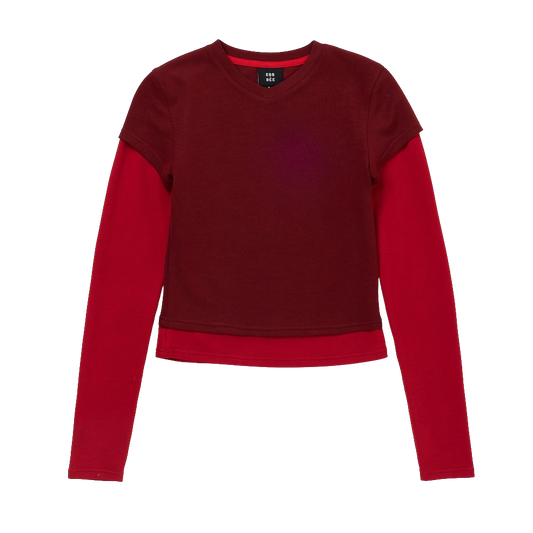 Tea Break Double Sleeve Tee Burgundy