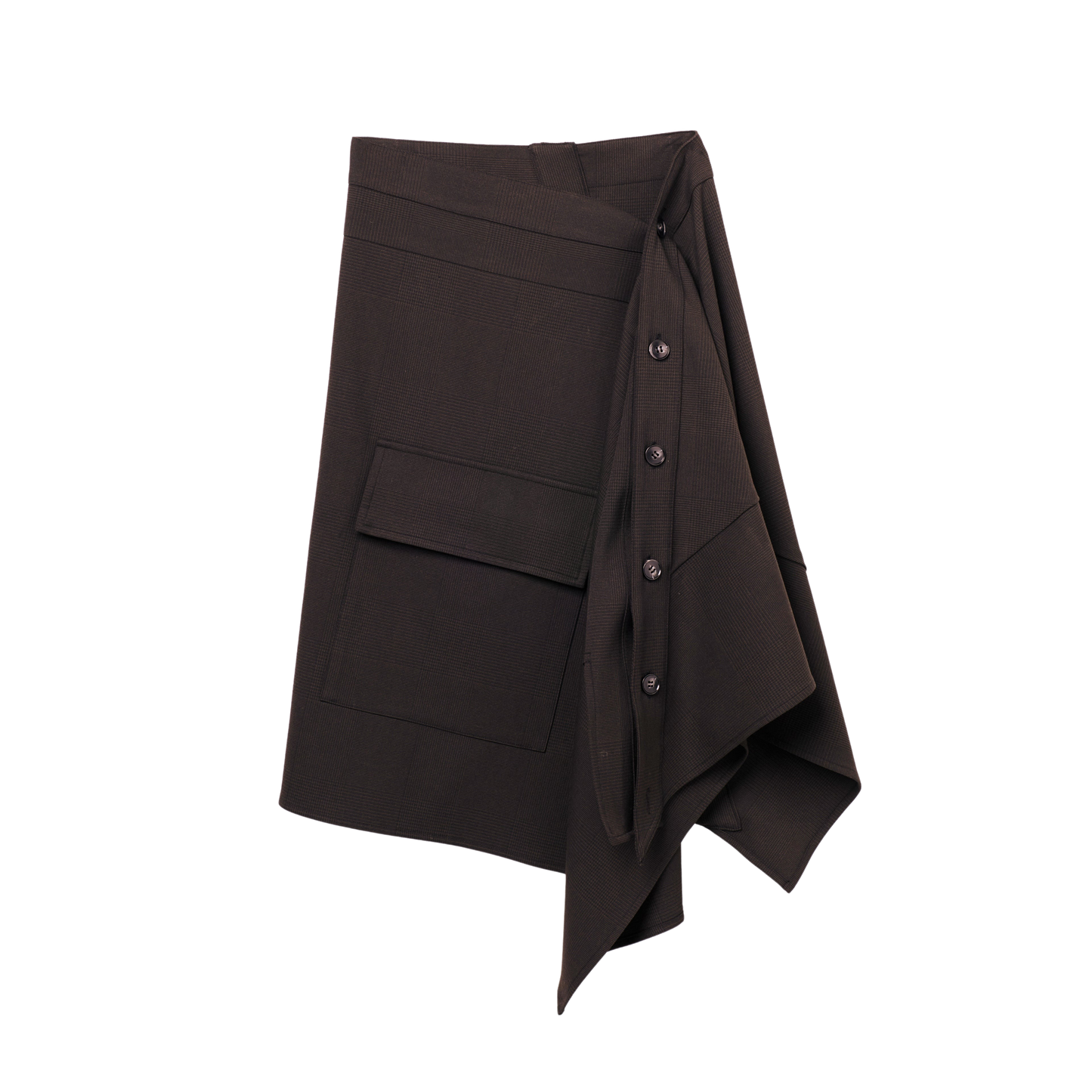 Off Set Wrap Skirt - Chocolate Plaid