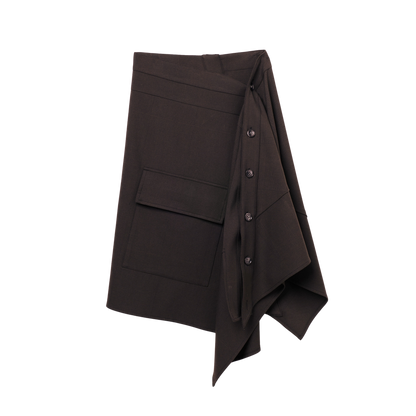 Off Set Wrap Skirt - Chocolate Plaid