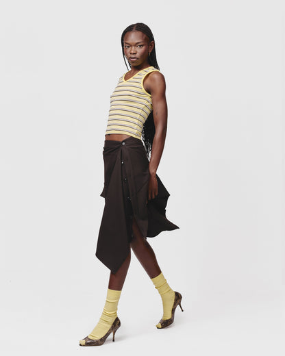 Off Set Wrap Skirt - Chocolate Plaid