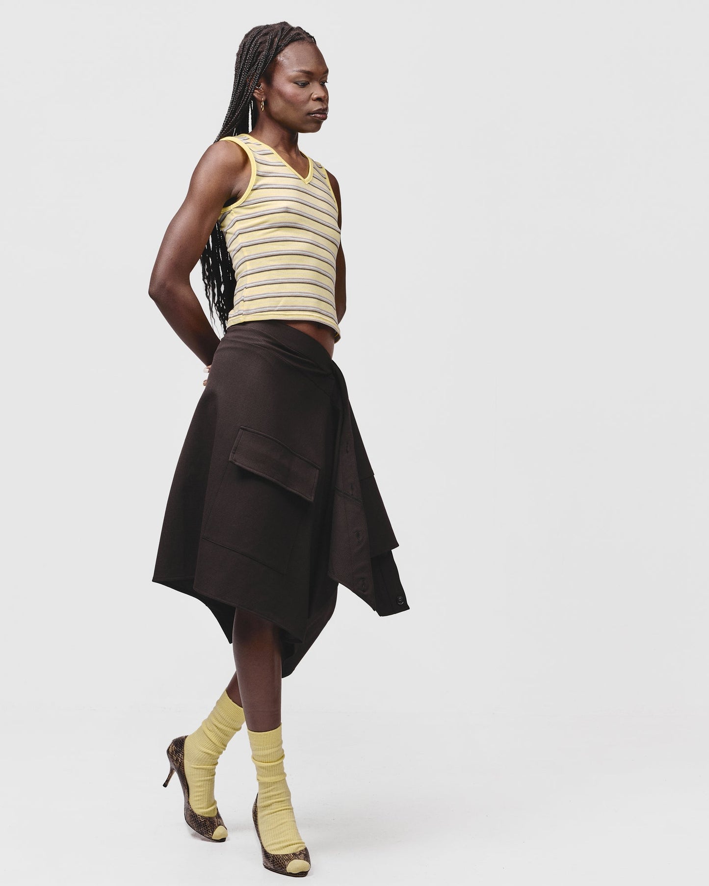 Off Set Wrap Skirt - Chocolate Plaid