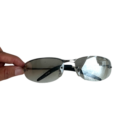 2000s Silver Metallic Y2K frameless Sunglasses